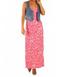 NEW CARE TUCKER lennon zipslip midi dress in pink shaded leopard